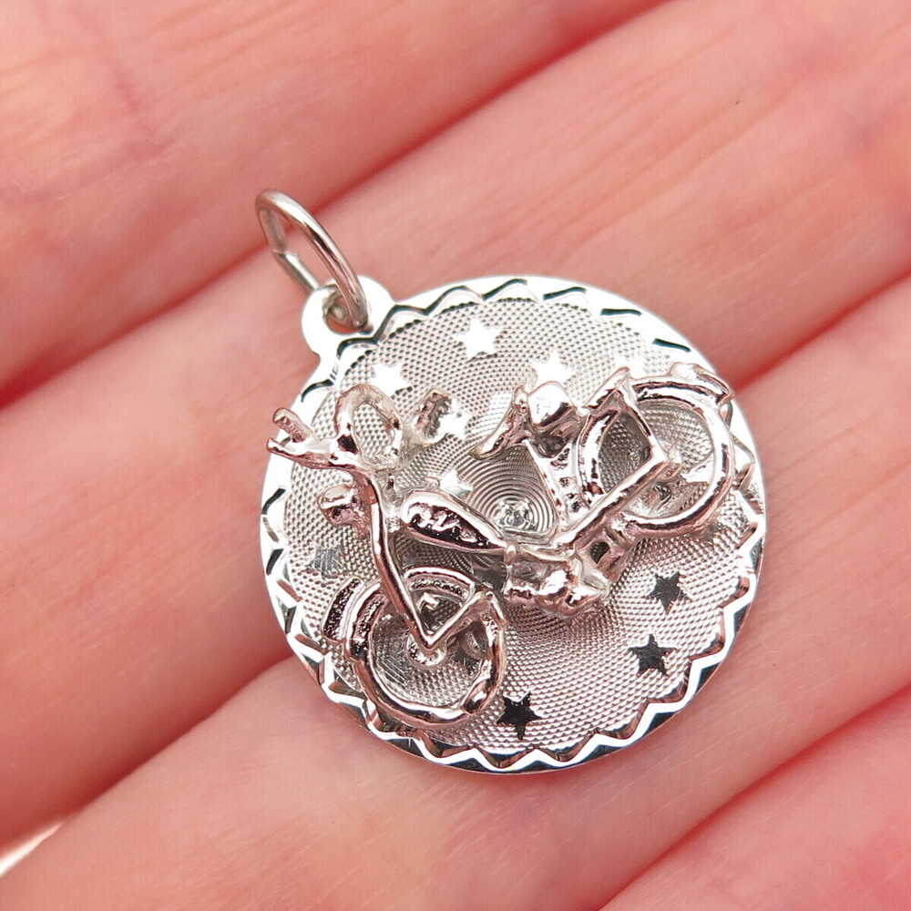 CREA 925 Sterling Silver Vintage Motorcycle Mini Charm Pendant